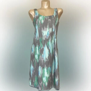 Eddie Bauer women’s dress Medium mini tank shelf bra stretch casual grey green